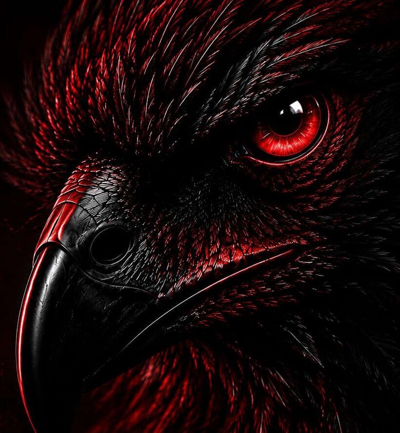 A red-and-black hawk in close-up — looking ahead to where MadBird is going